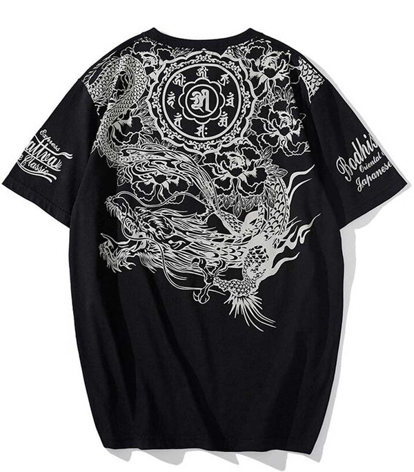 T-shirt dragon fleuri