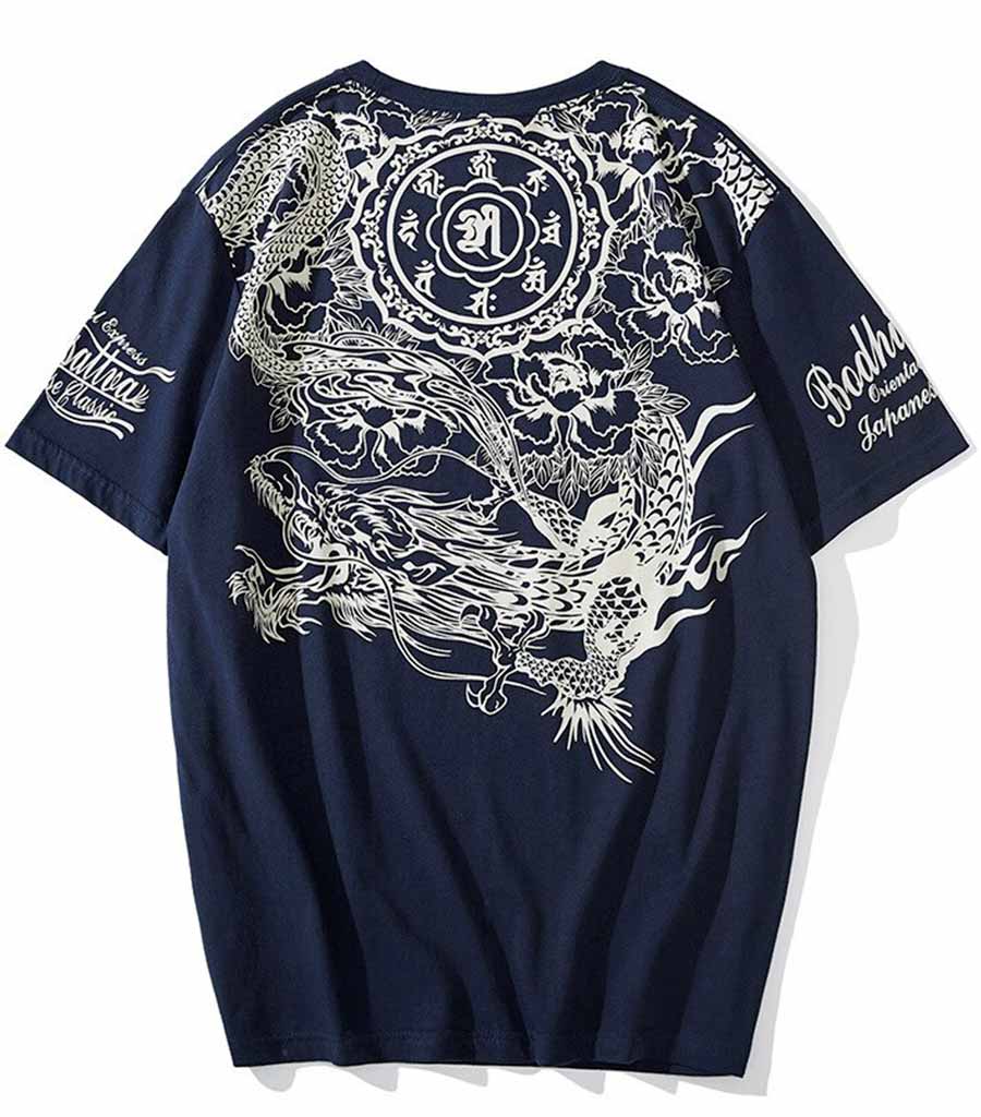 T-shirt dragon fleuri
