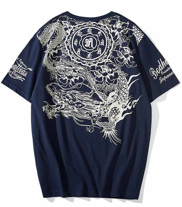 T-shirt dragon fleuri