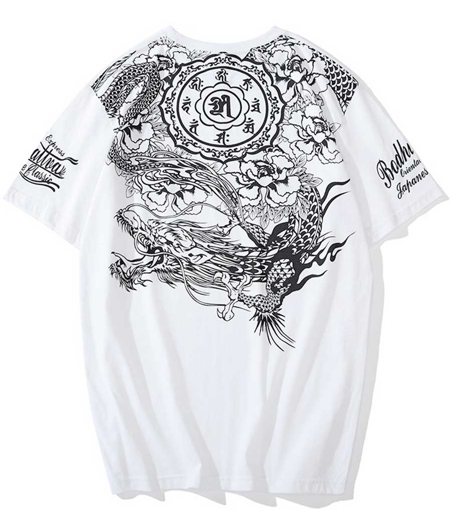 T-shirt dragon fleuri