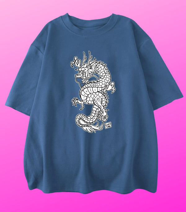 T Shirt Dragon Japonais Blanc