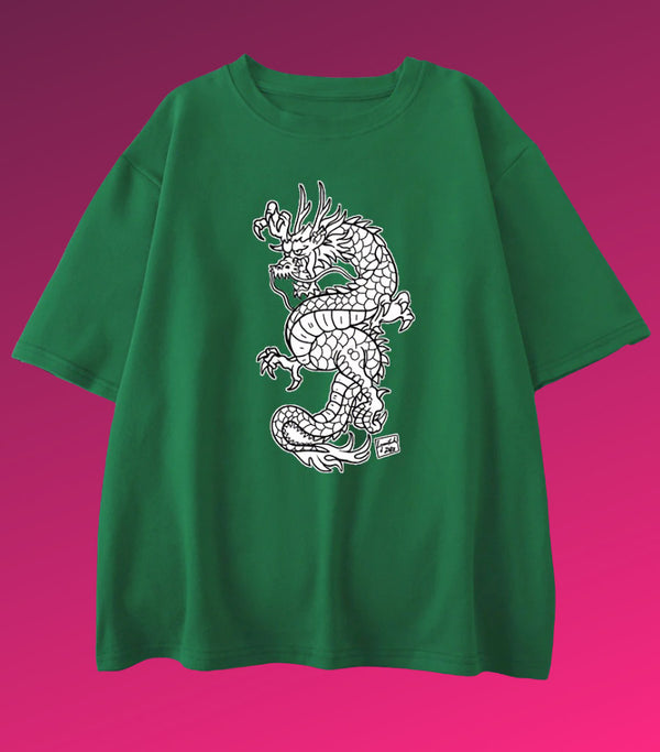 T Shirt Dragon Japonais Blanc