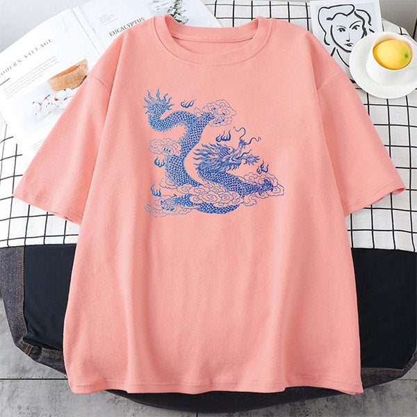 T Shirt Dragon Japonais Bleu