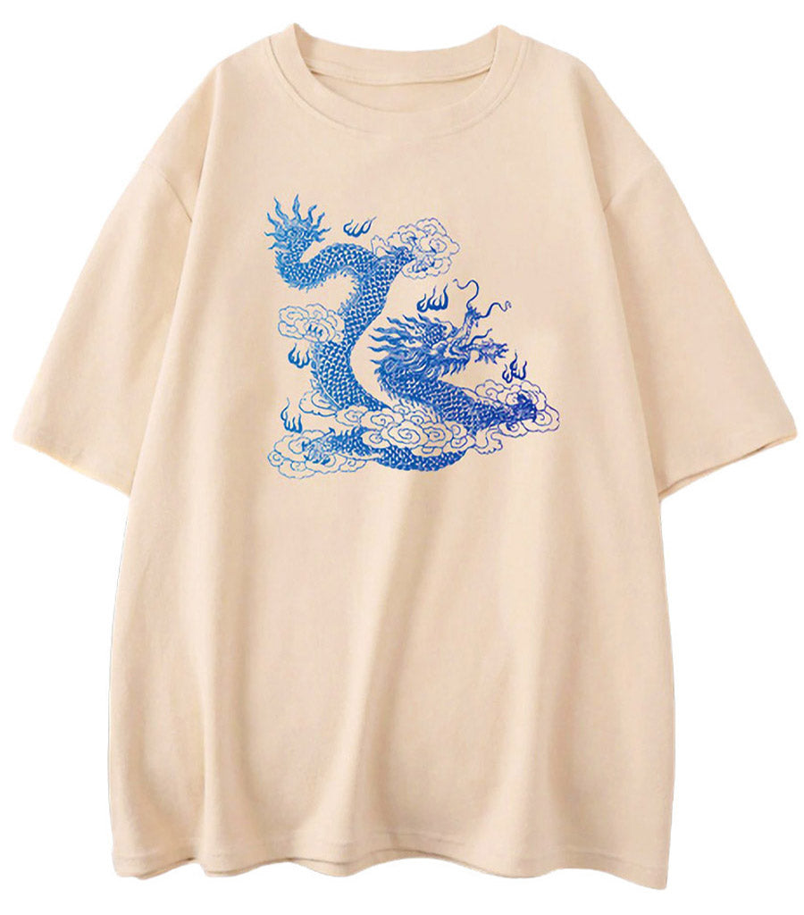 T Shirt Dragon Japonais Bleu