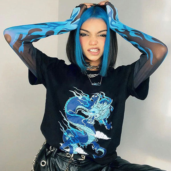 T-Shirt Dragon Manche Longue Femme