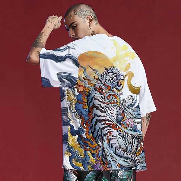 T-Shirt Tigre Blanc Chinois