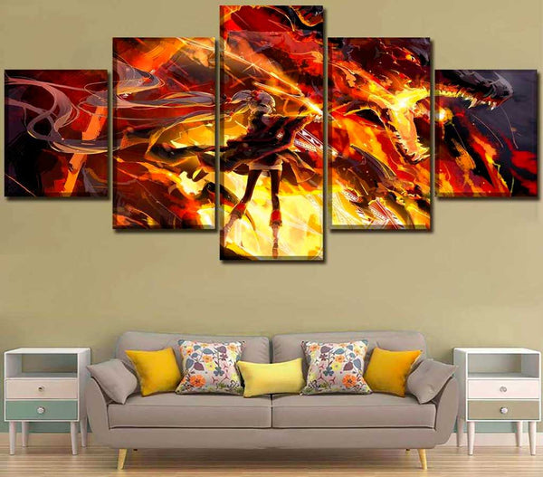 tableau peinture dragon de feu