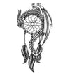 Tatouage éphémère dragon attrape-rêves