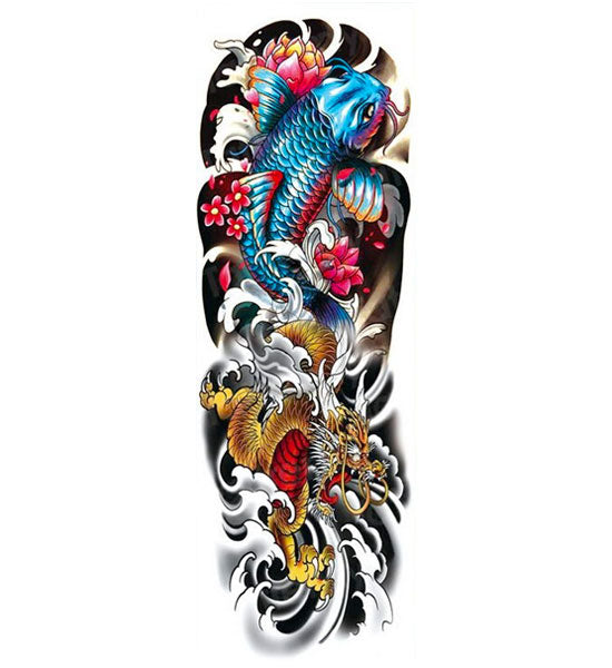 Tatouage éphémère dragon carpe