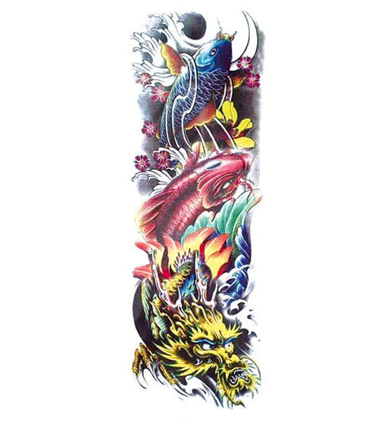 Tatouage éphémère dragon carpe koÏ