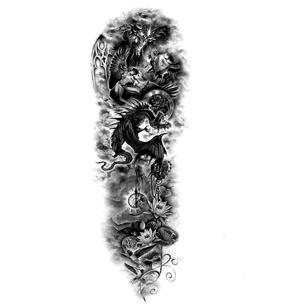 Tatouage éphémère dragon humanité