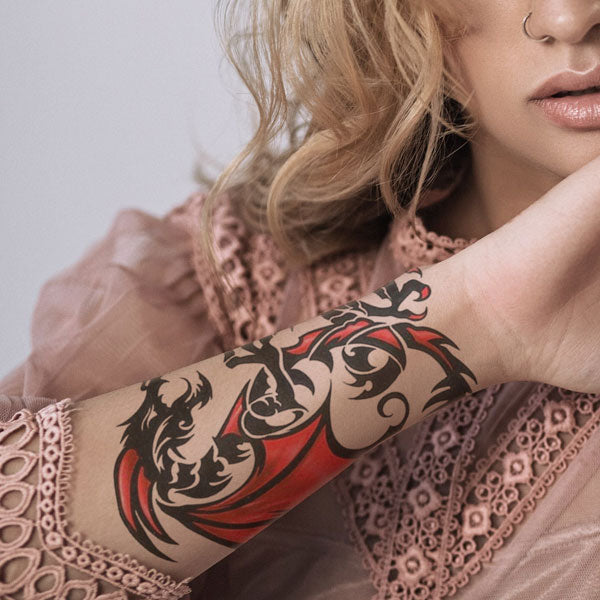 Tatouage éphémère dragon rouge