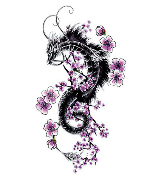 Tatouage éphémère dragon sakura