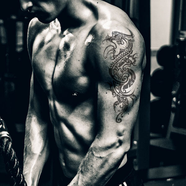 Tatouage éphémère dragon tribal