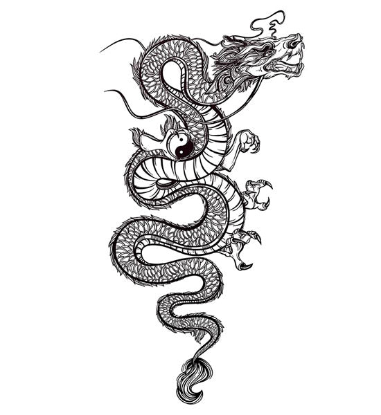 Tatouage éphémère dragon yin yang