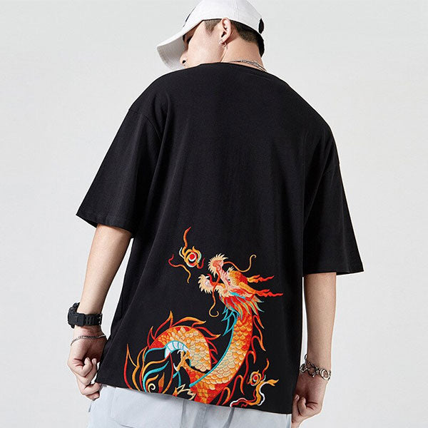 Tee Shirts Dragon Chinois Flame