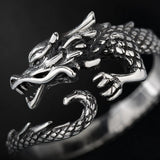 Bague dragon argent 925 réglable finition vintage authentique