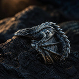 anneau dragon aile metal ajustable pour homme