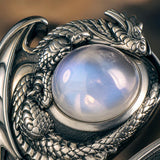 anneau dragon fantasy ajustable argent sterling
