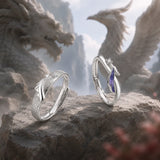 anneau dragon phénix argent zircon