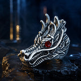 anneau dragon relief sculpté regard mystique
