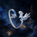 anneau dragon volant email bleu