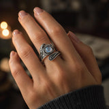 Bague de Promesse Dragon argent 925 pierre de lune