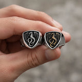 bague draconique bouclier noir premium