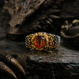 bague draconique oeil jaune zirconium