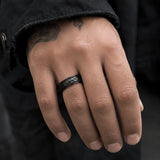 bague draconique rotative argent noir or