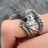 Bague Dragon Ajustable ailes sculptées fantasy