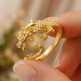 Bague Dragon argent sterling plaqué or 18K