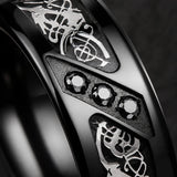 bague dragon celtique avec zirconium noir
