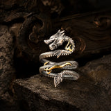 bague dragon ouverte finition vintage unique