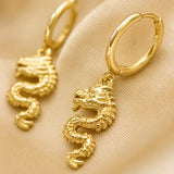 Boucle d'Oreilles Dragon Pendante argent 925