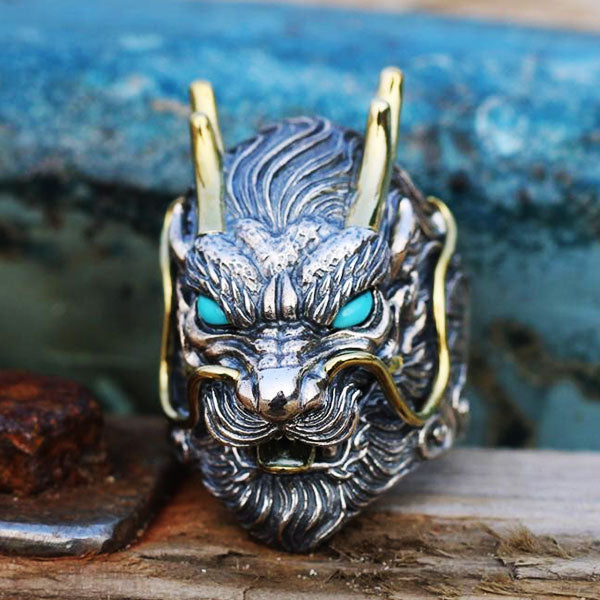 Bague dragon biker vintage