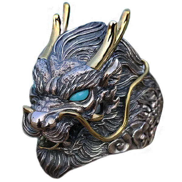 Bague dragon biker vintage