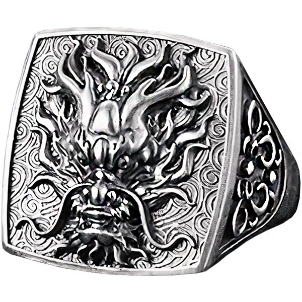Bague dragon chevalière vintage