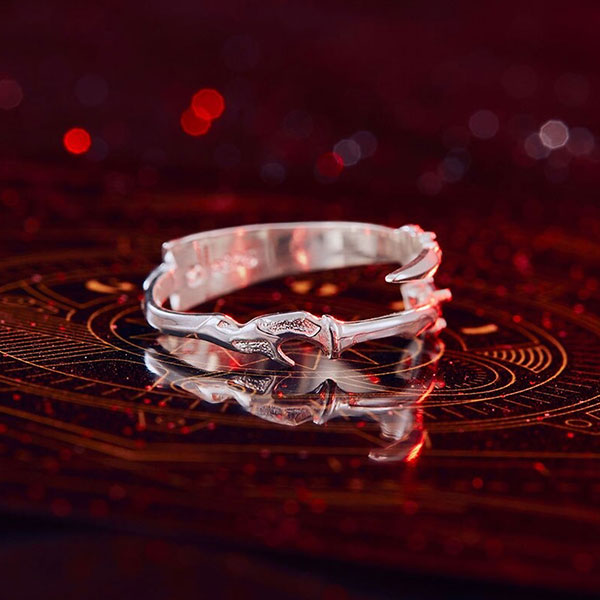 Bague Dragon Lame Rouge (Argent)