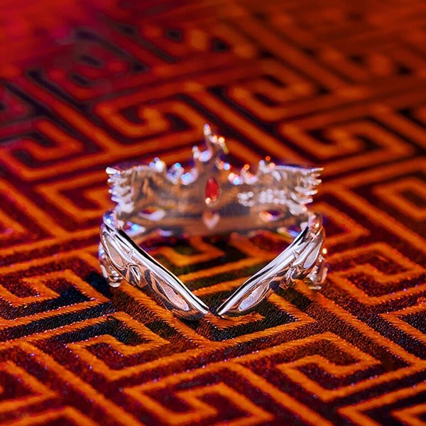 Bague Dragon Phoenix Ardent (Argent)
