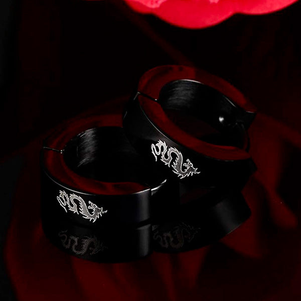 Boucle d'oreille homme dragon