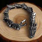 Bracelet dragon armure argentée