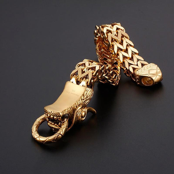 Bracelet Dragon En Cuir Et Acier Pour Hommes - Style Punk, Motif Griffe, Circonférence 20 Cm (7,87"), 29 G - 7
