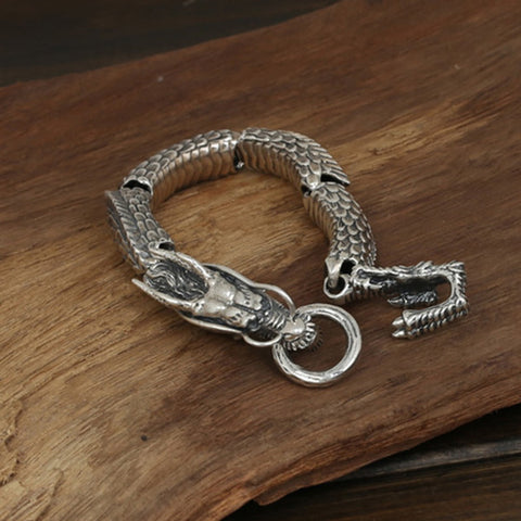 Bracelet serpent artisanal pour femme en argent, vert ｜Sélestine