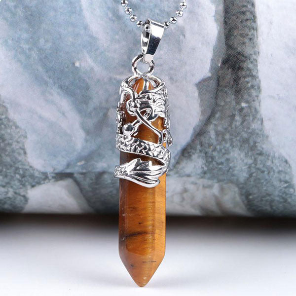 Collier Pendentif Dragon Totem En Pierre D'Améthyste Naturelle, Chaîne Élégante Pour Femme Et Homme, Bijou Délicat - 5