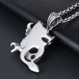 Red Stone Dragon Necklace (Steel)