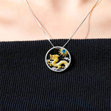 Collier Dragon Topaze Bleu