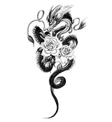 Tatouage éphémère dragon roses