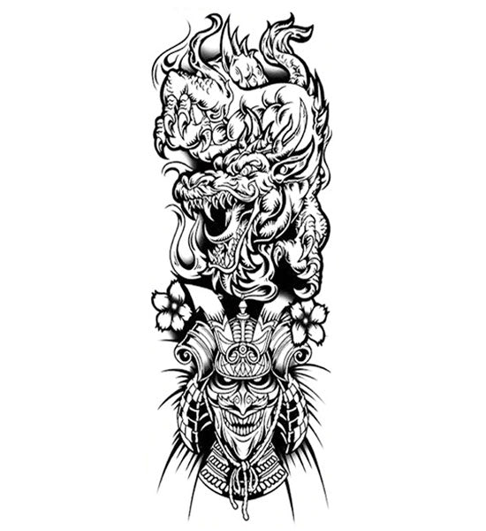 Tatouage éphémère dragon samouraï